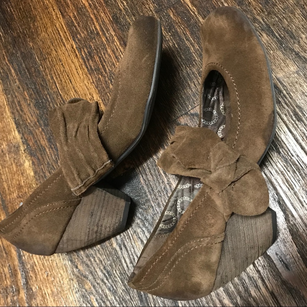 Brown Suede Low Heel Mary Jane
